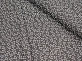 BLACK WITH WHITE LEAF PRINTED PREMIUM MIX LINEN SHIRT FABRIC.